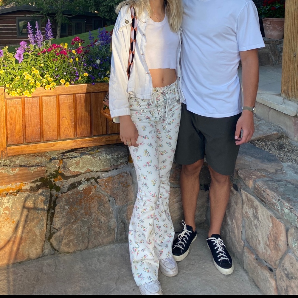 AFRM Floral Lace-Up Pants